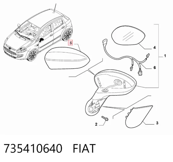 Накладка дзеркала заднього виду, ліва 735410640 Fiat/Alfa/Lancia