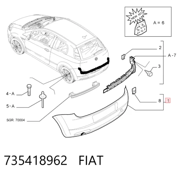 Задній бампер 735418962 Fiat/Alfa/Lancia