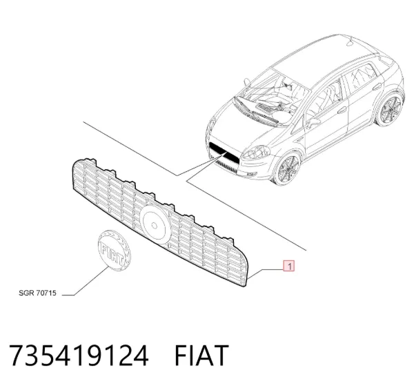 Решітка радіатора 735419124 Fiat/Alfa/Lancia