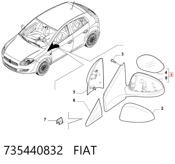 Дзеркало праве 735440832 Fiat/Alfa/Lancia