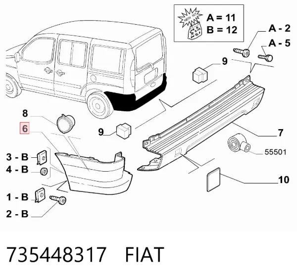 Бампер задній, ліва частина 735448317 Fiat/Alfa/Lancia