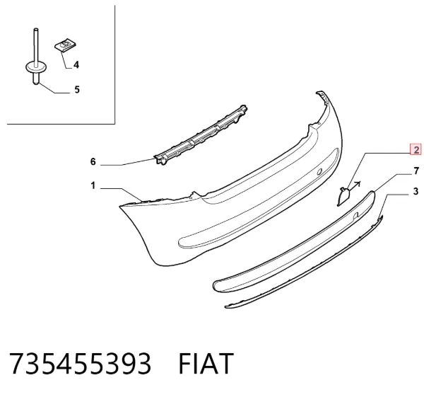 Заглушка бампера буксирувального гака, задня 735455393 Fiat/Alfa/Lancia