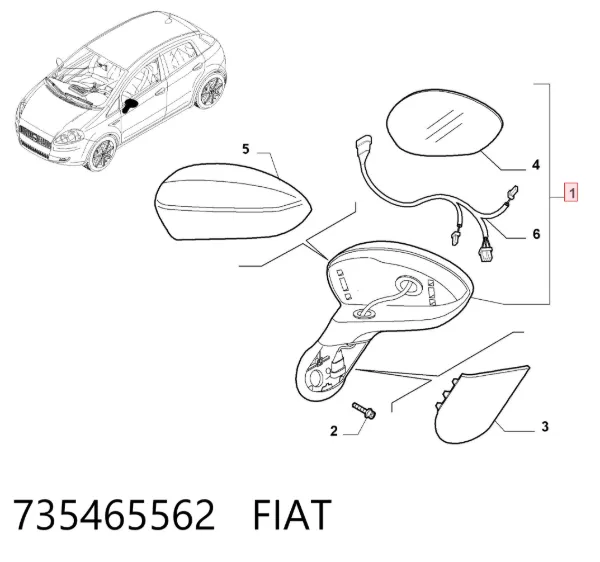 Ліве бокове дзеркало 735465562 Fiat/Alfa/Lancia