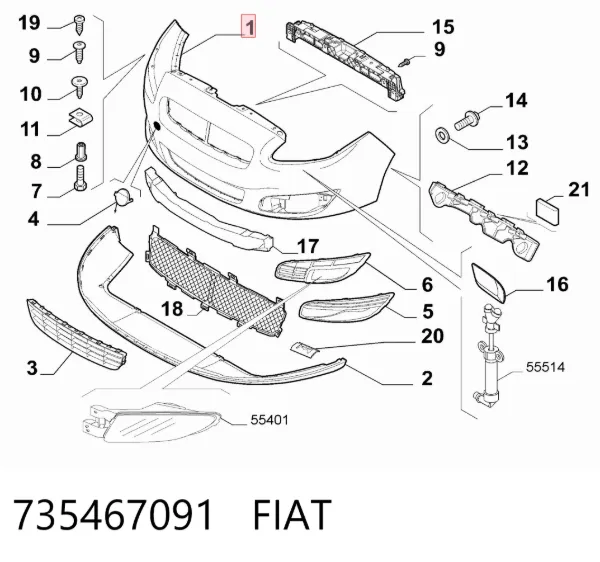Передній бампер 735467091 Fiat/Alfa/Lancia