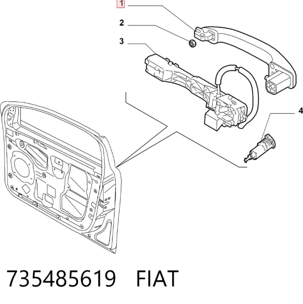 Ручка передньої двері зовнішня права 735485619 Fiat/Alfa/Lancia