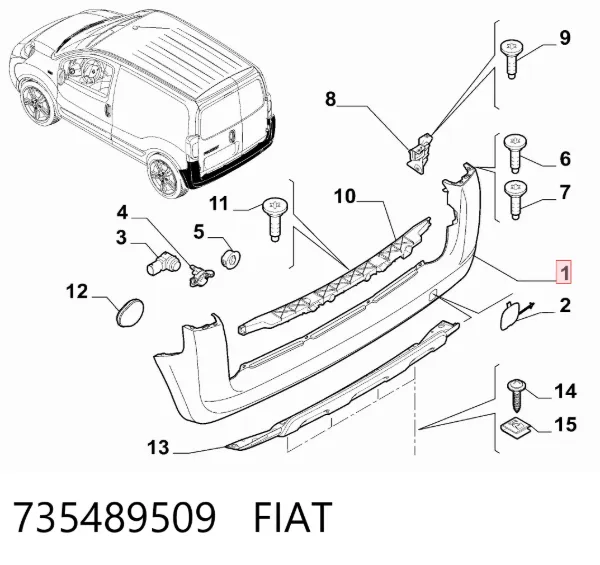 Задній бампер 735489509 Fiat/Alfa/Lancia