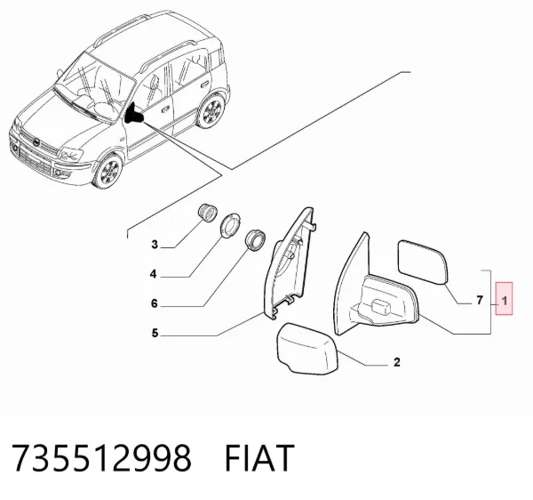 Ліве бокове дзеркало 735512998 Fiat/Alfa/Lancia