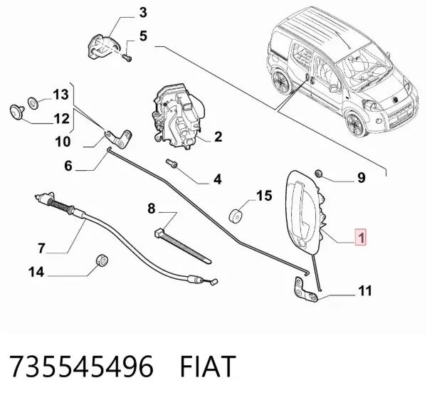 Ручка двері бічної/зсувної зовнішня права 735545496 Fiat/Alfa/Lancia