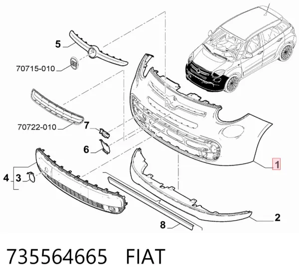 Передній бампер 735564665 Fiat/Alfa/Lancia