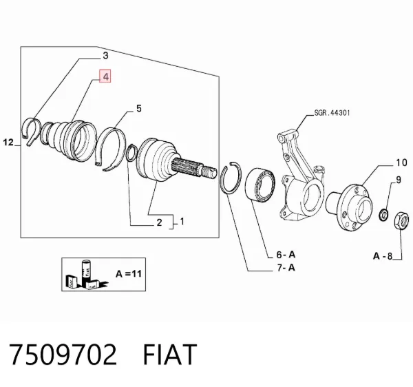 Пильник ШРУСа зовнішній 7509702 Fiat/Alfa/Lancia