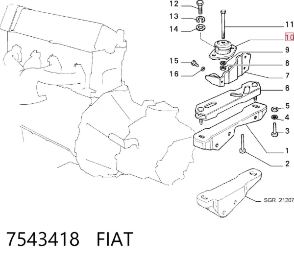 Подушка (опора) двигуна, ліва 7543418 Fiat/Alfa/Lancia