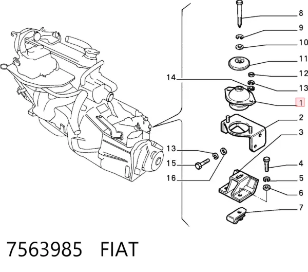 Подушка (опора) двигуна, права 7563985 Fiat/Alfa/Lancia