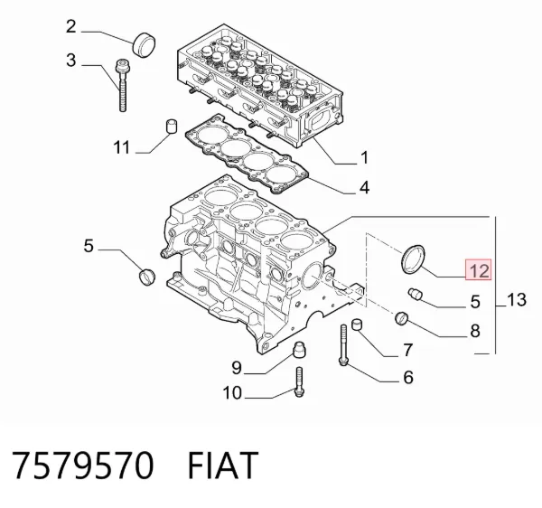 Заглушка блоку циліндрів 7579570 Fiat/Alfa/Lancia