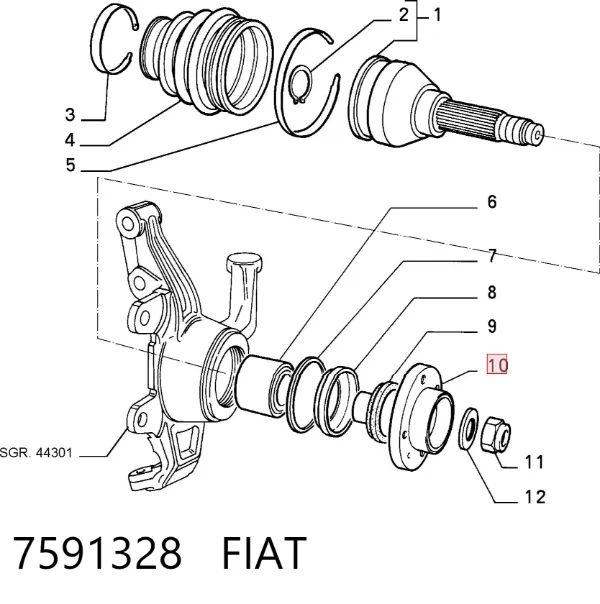 Передня маточина 7591328 Fiat/Alfa/Lancia