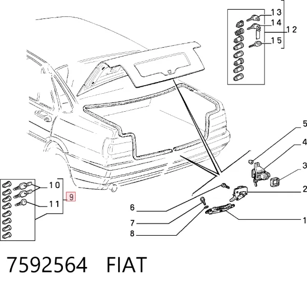 Личинки замків 7592564 Fiat/Alfa/Lancia
