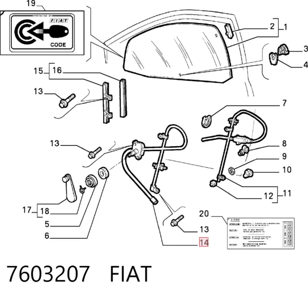 Склопідйомник передньої лівої двері 7603207 Fiat/Alfa/Lancia