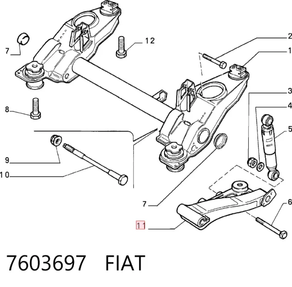 Сайлентблок заднього поздовжнього нижнього важеля 7603697 Fiat/Alfa/Lancia