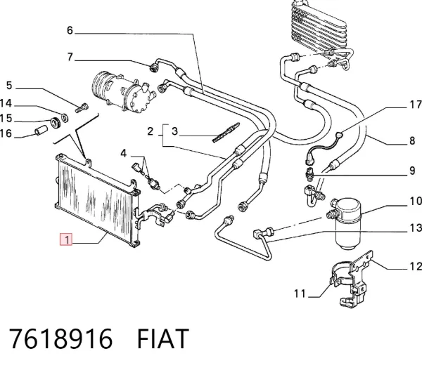 Радіатор кондиціонера 7618916 Fiat/Alfa/Lancia