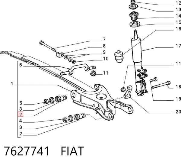 Сайлентблок/втулка ресори передньої 7627741 Fiat/Alfa/Lancia
