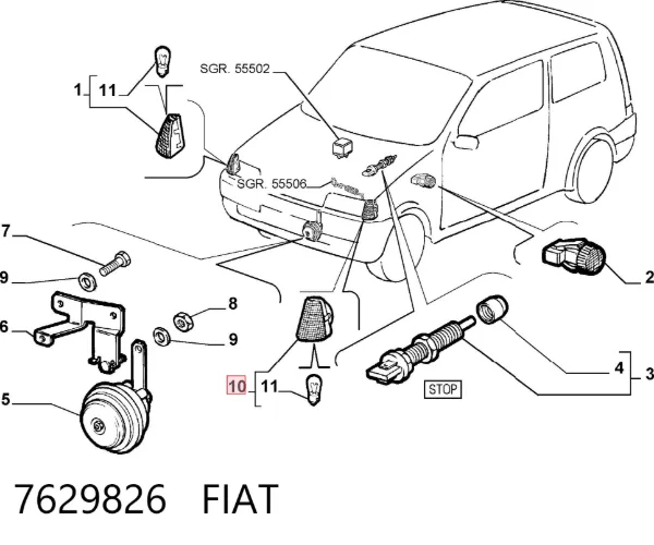Вказівник повороту лівий 7629826 Fiat/Alfa/Lancia