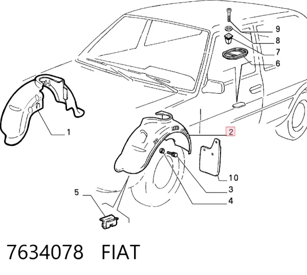 Підкрилок передній лівий 7634078 Fiat/Alfa/Lancia