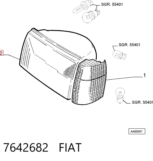 Фара ліва 7642682 Fiat/Alfa/Lancia