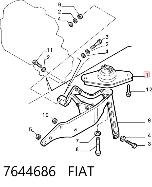 Подушка двигуна задня 7644686 Fiat/Alfa/Lancia