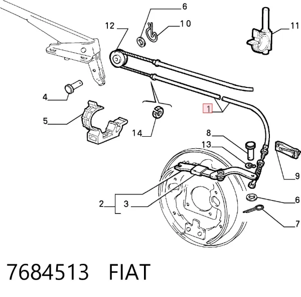 Трос ручного гальма задній, правий/лівий 7684513 Fiat/Alfa/Lancia