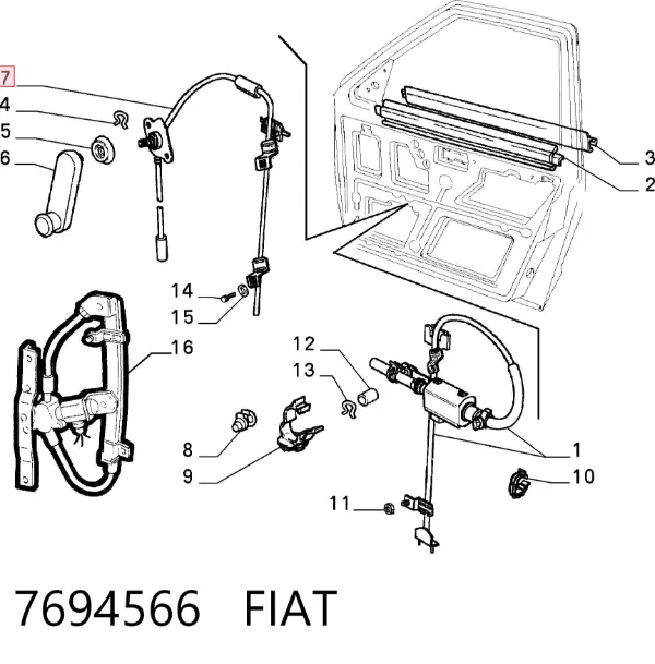 Склопідйомник передньої лівої двері 7694566 Fiat/Alfa/Lancia