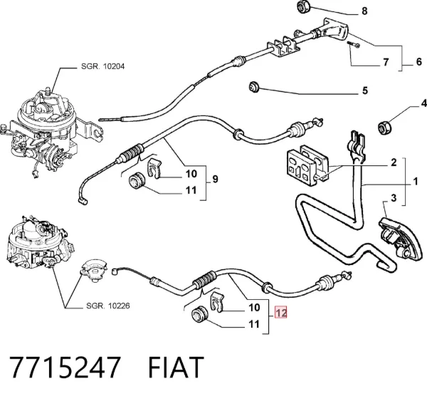 Трос газу 7715247 Fiat/Alfa/Lancia
