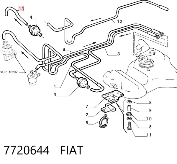 Патрубок вентиляції картера 7720644 Fiat/Alfa/Lancia