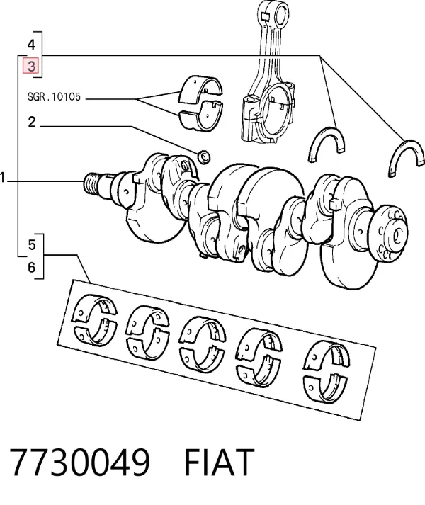 Півкільце підпірне (розбігу) колінвала, STD, комплект 7730049 Fiat/Alfa/Lancia