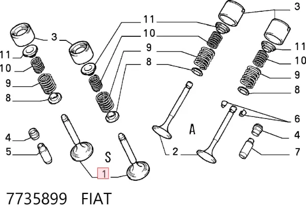 Клапан випускний 7735899 Fiat/Alfa/Lancia