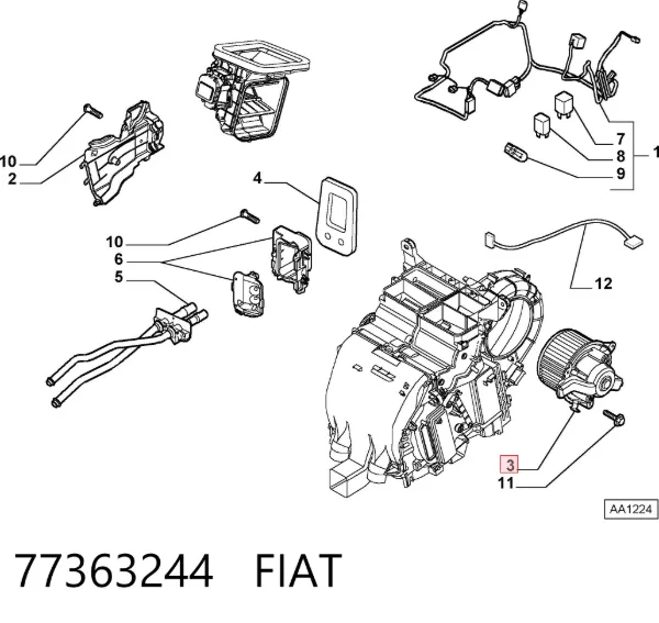 Вентилятора пічки 77363244 Fiat/Alfa/Lancia