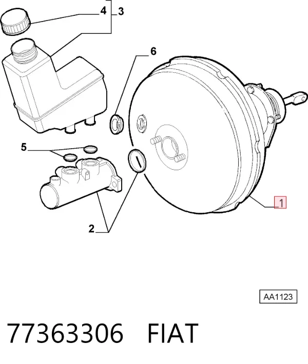 Головний гальмівний циліндр 77363306 Fiat/Alfa/Lancia