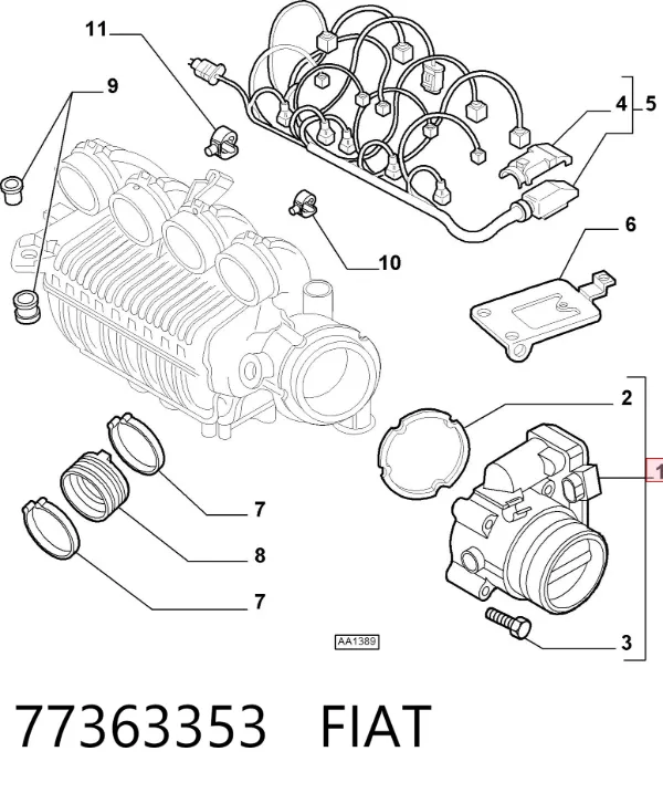Дросільна заслінка 77363353 Fiat/Alfa/Lancia