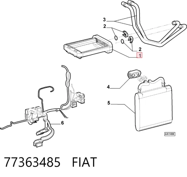 Радіатор пічки 77363485 Fiat/Alfa/Lancia