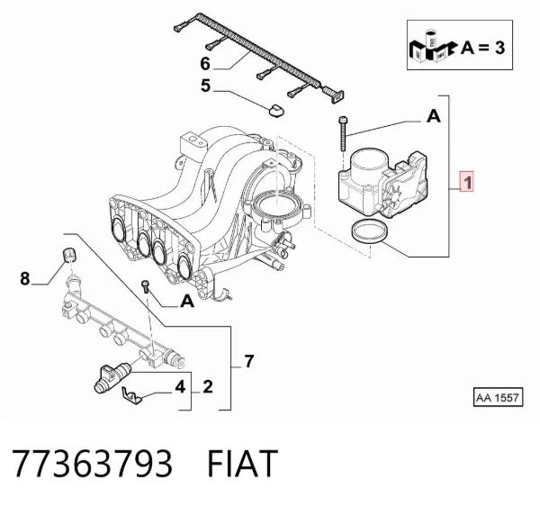 Дросільна заслінка 77363793 Fiat/Alfa/Lancia