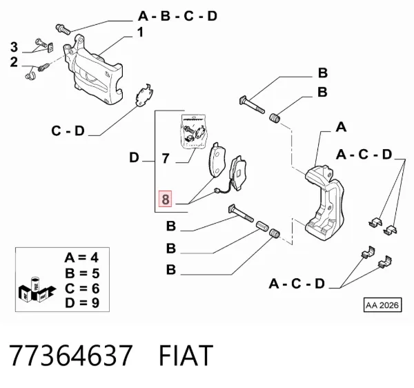 Передні тормозні колодки 77364637 Fiat/Alfa/Lancia