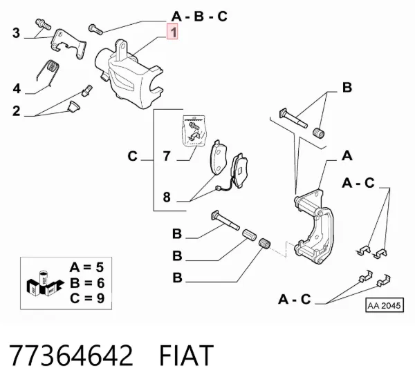 Супорт задній лівий 77364642 Fiat/Alfa/Lancia