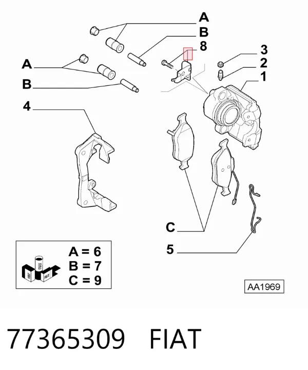 Супорт гальмівний передній лівий 77365309 Fiat/Alfa/Lancia