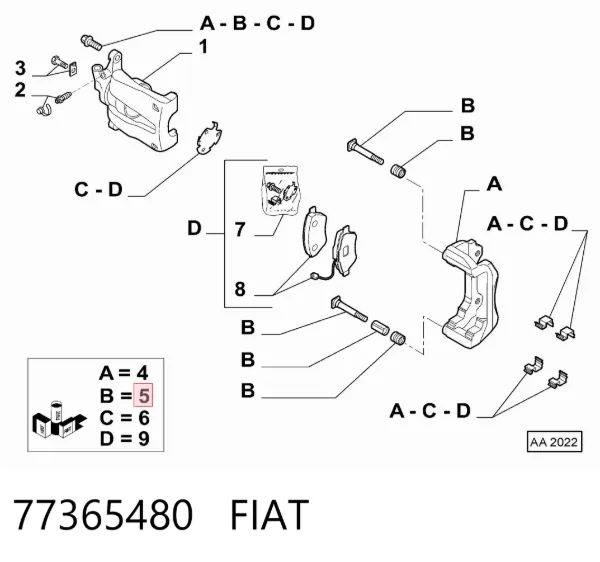 Ремкомплект переднього супорту 77365480 Fiat/Alfa/Lancia
