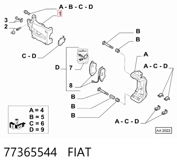 Супорт гальмівний передній правий 77365544 Fiat/Alfa/Lancia