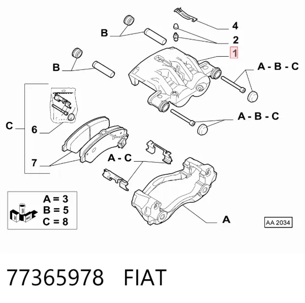 Супорт гальмівний передній правий 77365978 Fiat/Alfa/Lancia