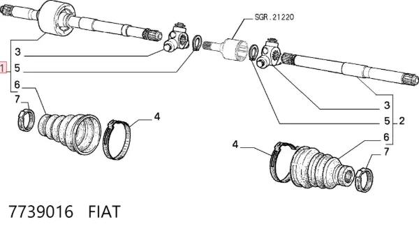 Піввісь права 7739016 Fiat/Alfa/Lancia