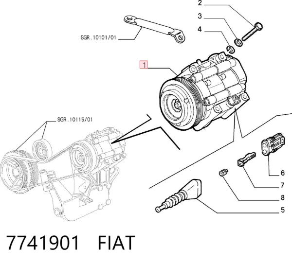 Компресор кондиціонера 7741901 Fiat/Alfa/Lancia