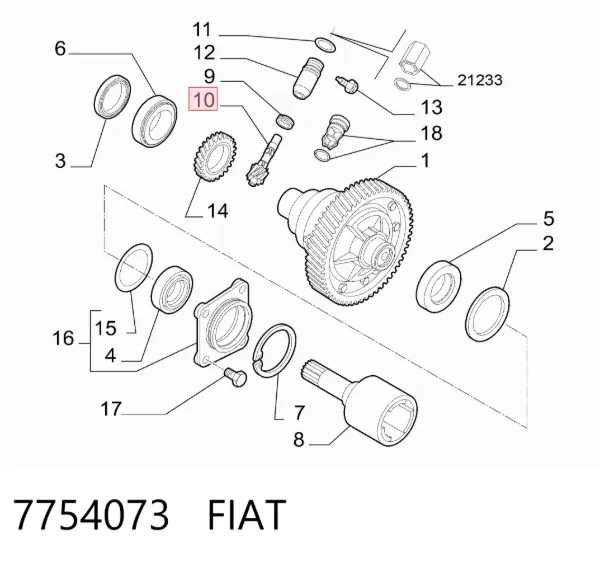 Шестерня спідометра, ведена 7754073 Fiat/Alfa/Lancia
