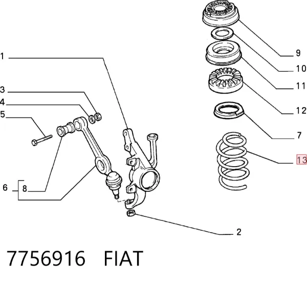 Пружина передня 7756916 Fiat/Alfa/Lancia