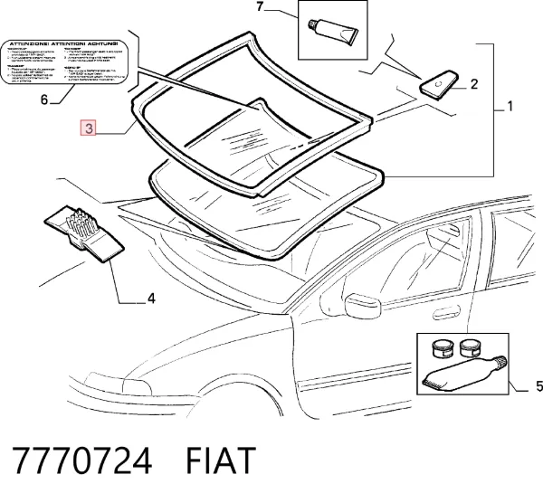 Ущільнювач лобового скла Fiat Punto I