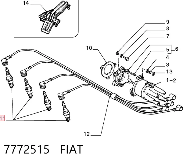 Свічки запалювання 7772515 Fiat/Alfa/Lancia